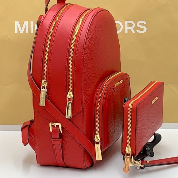 MICHAEL KORS JAYCEE MEDIUM ZIP POCKET BACKPACK & LARGE TRAVEL CONTINENTAL WRISTL - Picture 4 of 16